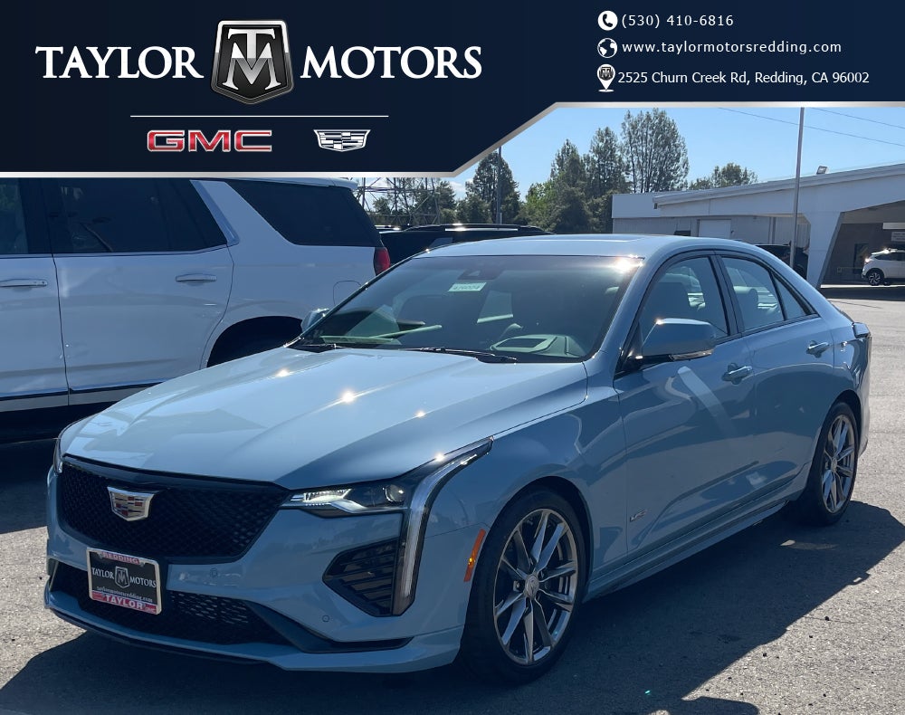 2026 Cadillac CT4-V V-Series in Drift Metallic — front three-quarter view