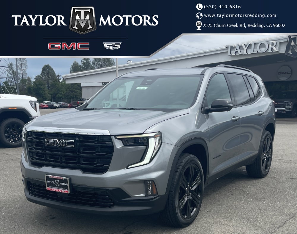 2026 GMC Acadia Elevation in Sterling Metallic — front three-quarter view