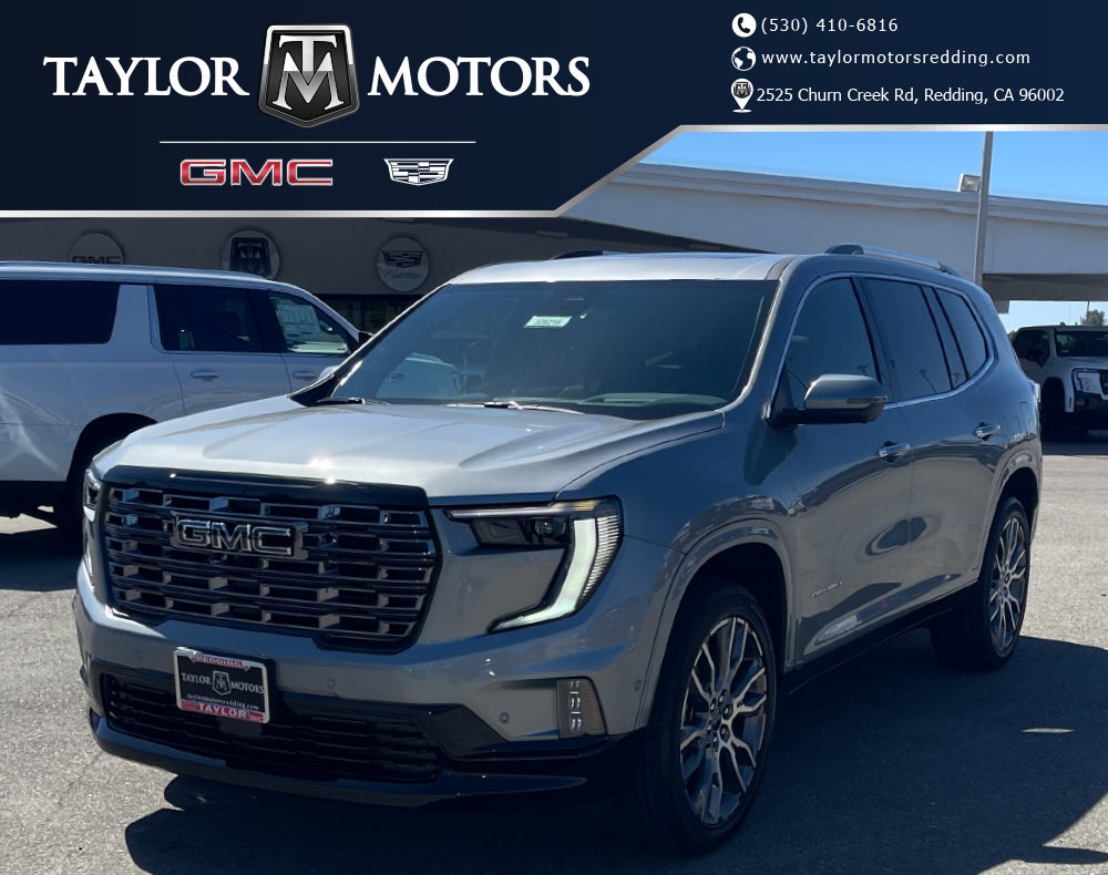2026 GMC Acadia Denali Ultimate in Sterling Metallic — front three-quarter view