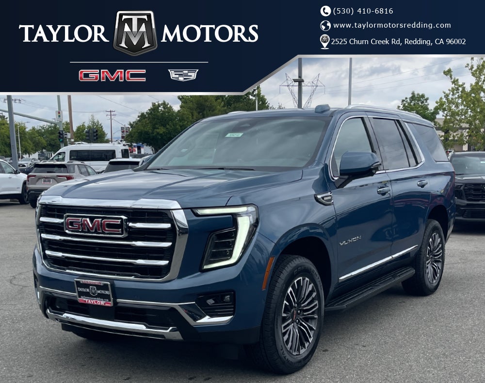 2026 GMC Yukon Elevation in Downpour Metallic — front three-quarter view