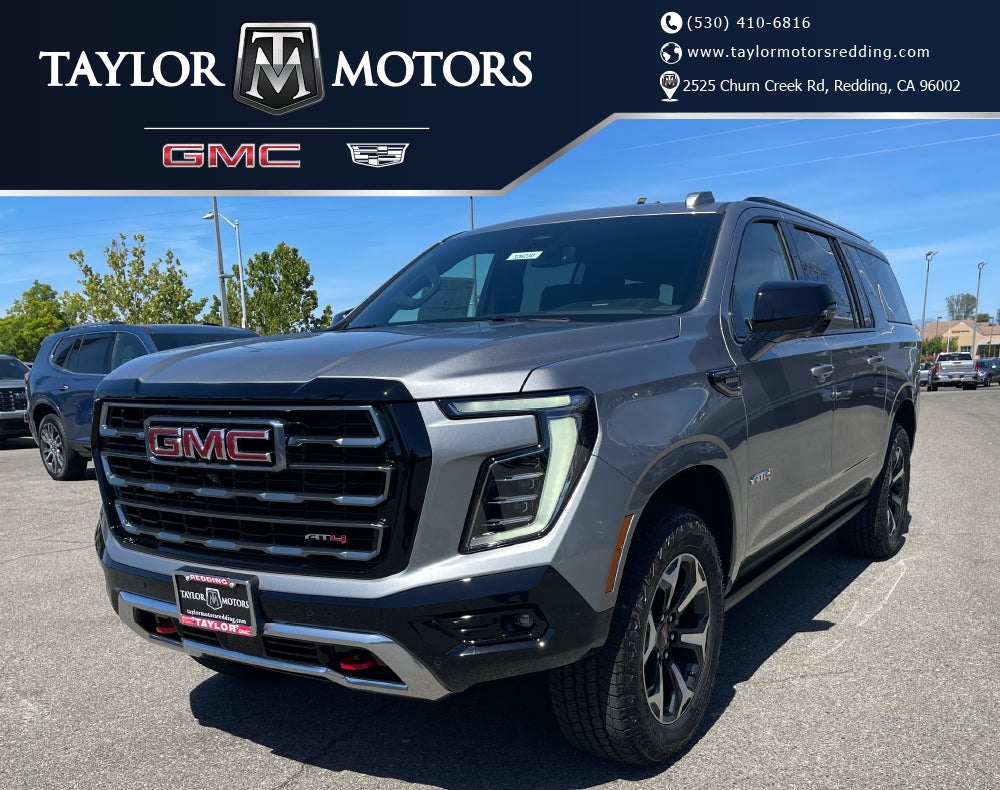 2026 GMC Yukon XL AT4 in Sterling Metallic — front three-quarter view