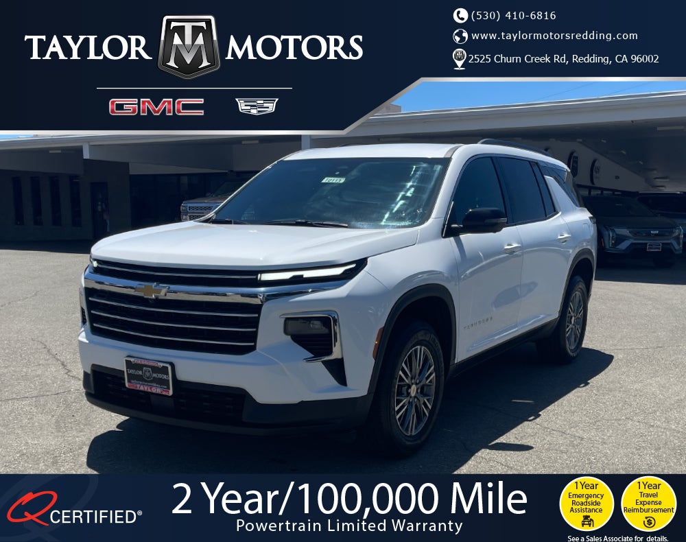 2024 Chevrolet Traverse LT in Summit White — front three-quarter view