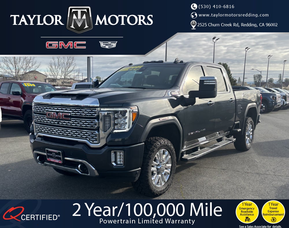 2022 GMC Sierra 3500 HD Denali in Hunter Metallic — front three-quarter view