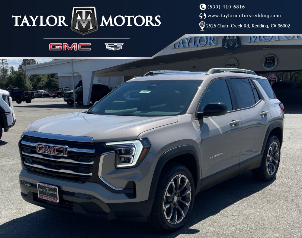 2026 GMC Terrain Elevation in Riverstone Metallic — front three-quarter view