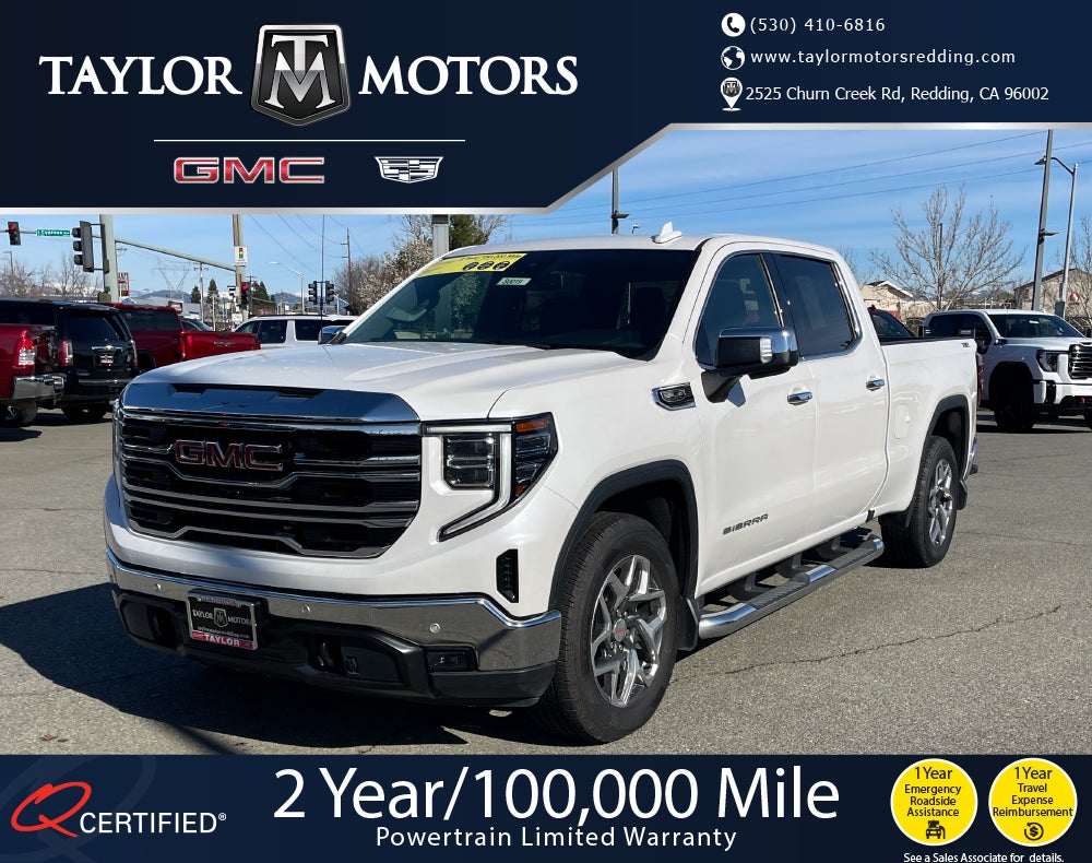 2023 GMC Sierra 1500 SLT in White Frost Tricoat — front three-quarter view