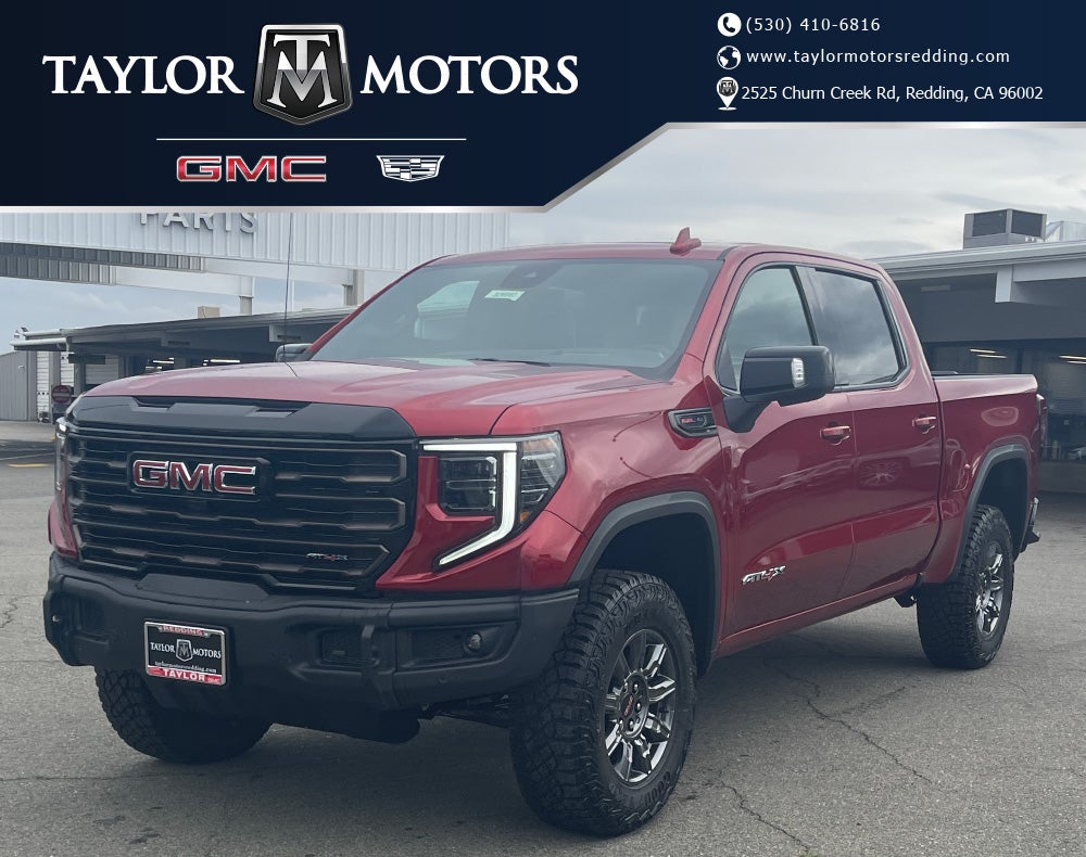 2026 GMC Sierra 1500 AT4X in Volcanic Red Tintcoat — front three-quarter view